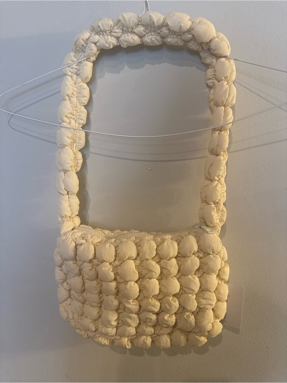 NWT Cream Quilted Puff Shoulder Bag
